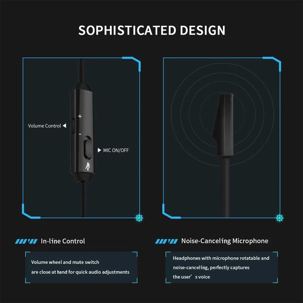 

3.5mm Gaming Headset Music Headphones Stereo Over Ear Wired Earphones With Microphone For PC PS4 Skype Xbox One