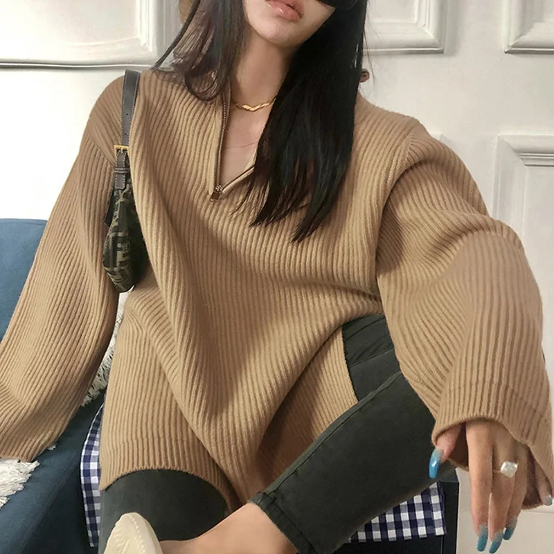 Женский пуловер с длинным рукавом Свободный Повседневный в европейском стиле