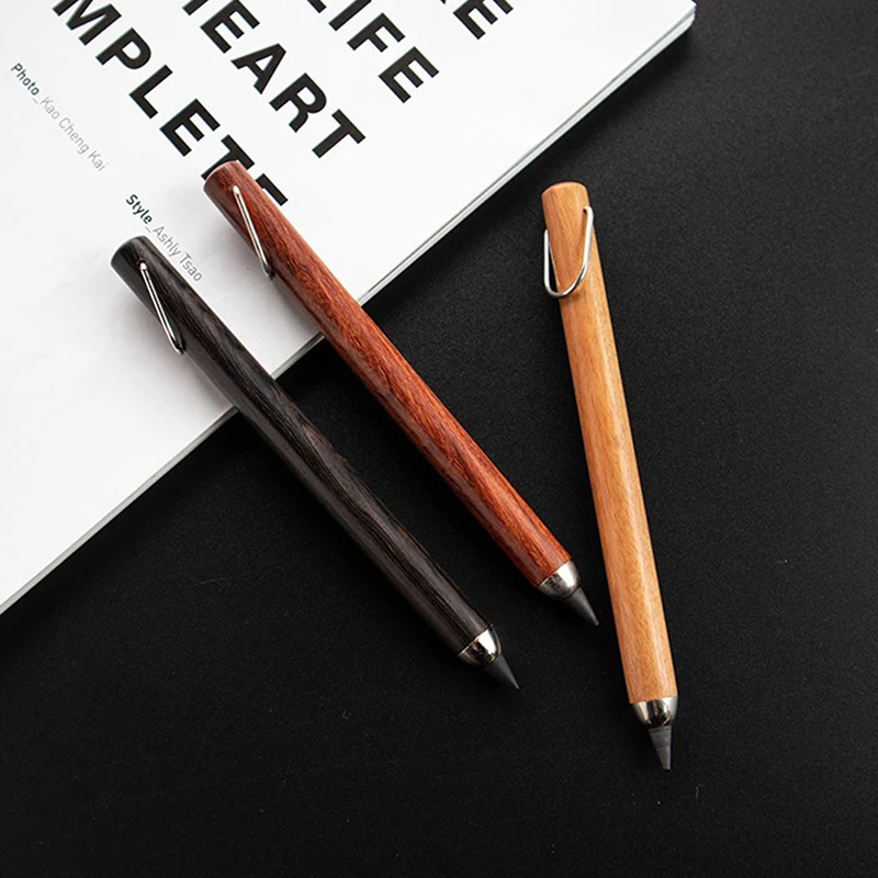 

Wooden Eternal Pencil Without Ink Unlimited Writing Pen Office Stationery Pencil