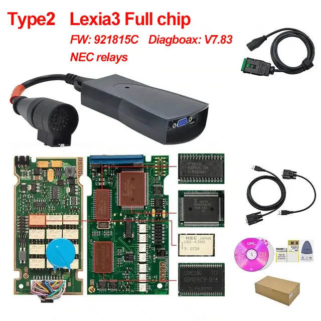Lexia3 Full no clip 2 шт./лот для Lexia 3 PP2000 полный чип Diagbox V7.83 для Lexia3 No.921815C для Citroen для peugeot OBD2 сканирующий OBD диагностический инструмент - Цвет: Lexia3 Full no clip