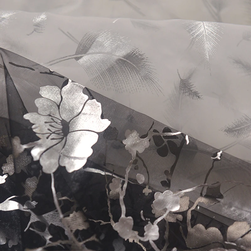 

one meter High quality Organza tissu Bronzing printing patchwork High grade small dress wedding dress clothing fabric