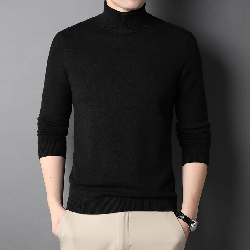

2021 Spring Fall New Turtleneck Sweater Men Long Sleeve Ultra Soft Casual Fashion Lightweight Male Winter Black Basic Tops