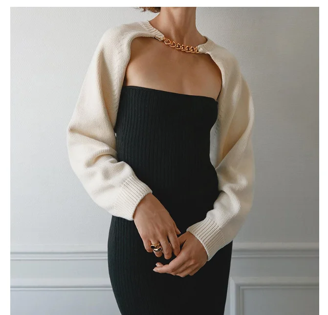 Knitted Cardigans Sweater Women Long Sleeve Metal Chain Hollow out Top Autumn Casual Sexy Streetwear Female Sweater