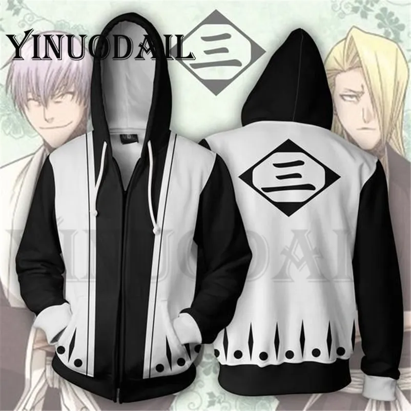 Мужские и женские толстовки на молнии с аниме отбеливающей толстовкой Ichimaru Gin