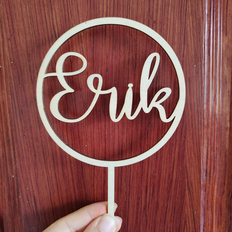 

Custom name birthday cake topper,Wooden birthday cake card，Cake decoration for children's birthday party，Birthday gift