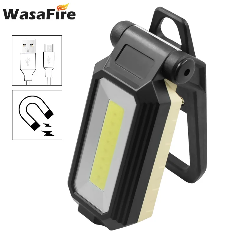 

Portable COB+XPE LED Flashlight Torch USB Rechargeable LED Red and White Light Magnet Hook Work Lantern with Built-in Battery