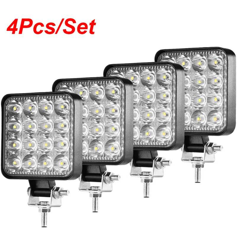 

LED Work Light Square Spotlight 126W/48W Car Work Headlight Cross-country Fog Light Night Light 12/24V LED Lighting Bar Driving