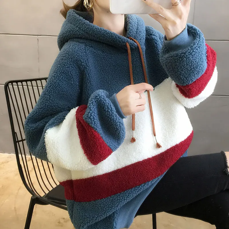 Rurouisbeir Новинка весны 2020 толстовка из искусственного меха ягненка с капюшоном и