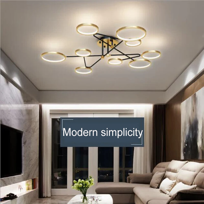 

Modern Chandeliers 9 Heads Lamps Gold Black Nordic Living Room Light Luxury Restaurant Bedroom Home Suspension Lighting