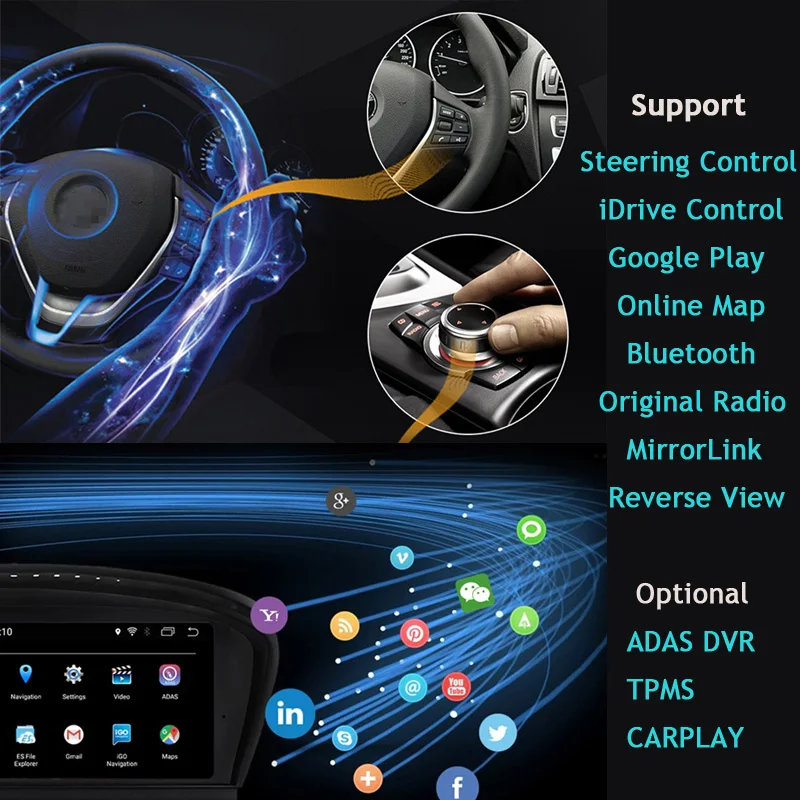 wireless carplayqualcomm snapdragon64gbandroid multimedia player for bmw e90 e91 e92 e93 320325330m3idrive supportlhd free global shipping