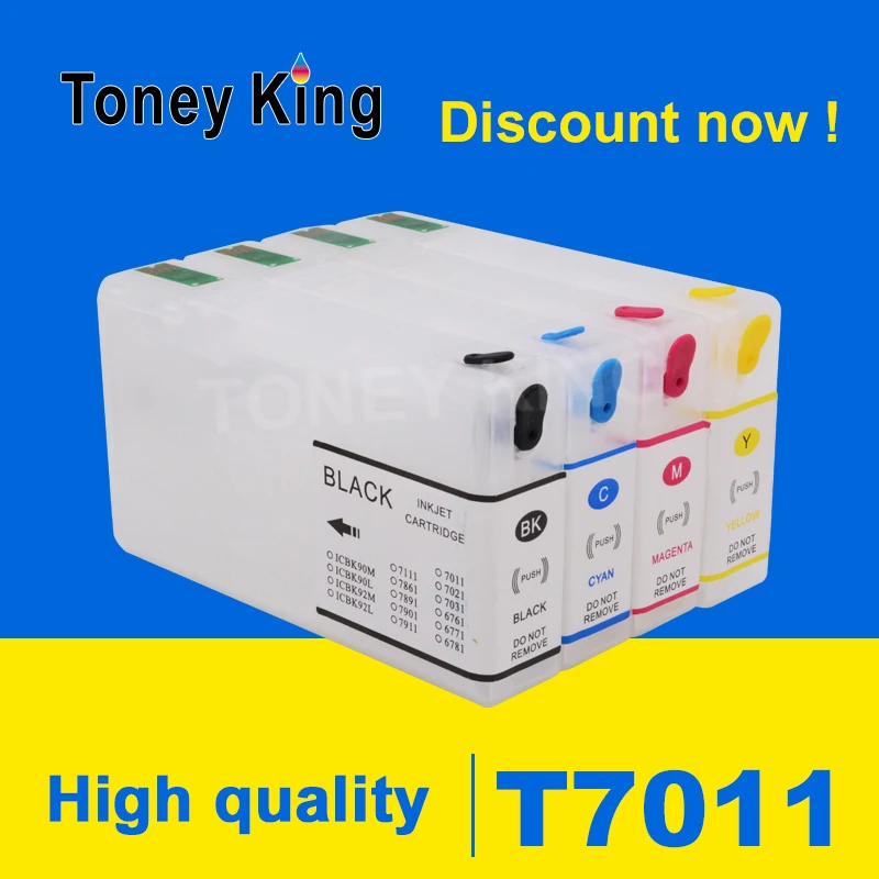 

Toney King Refill Ink Cartridge T7011 T7012 T7013 T7014 For Epson WorkForce Pro WP-4000 4015DN 4095DN 4500 4515DN 4525DN Printer