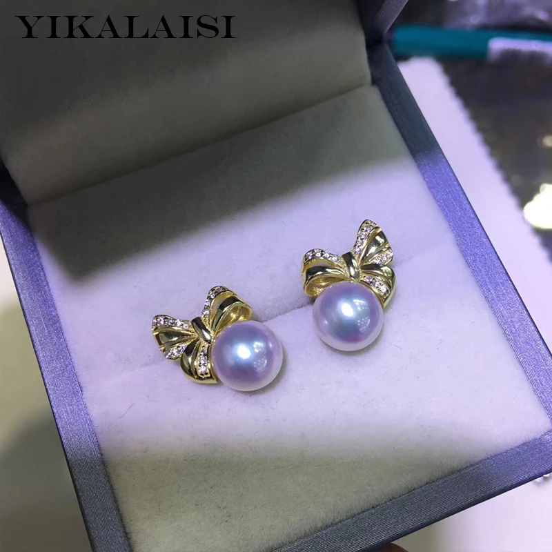 

Ювелирные изделия YIKALAISI из стерлингового серебра 925 пробы, жемчужные серьги, ювелирные изделия из 2019 натурального жемчуга 8-9 мм, серьги-гвозд...
