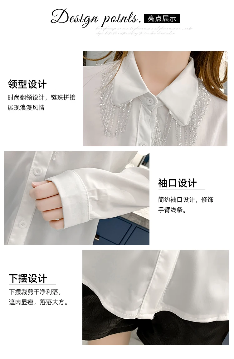 

Women's Blouses Long Sleeve Tops Polo Shirts Fashion Top Casual Shirt Tassel Satin Sexy Summer Houthion