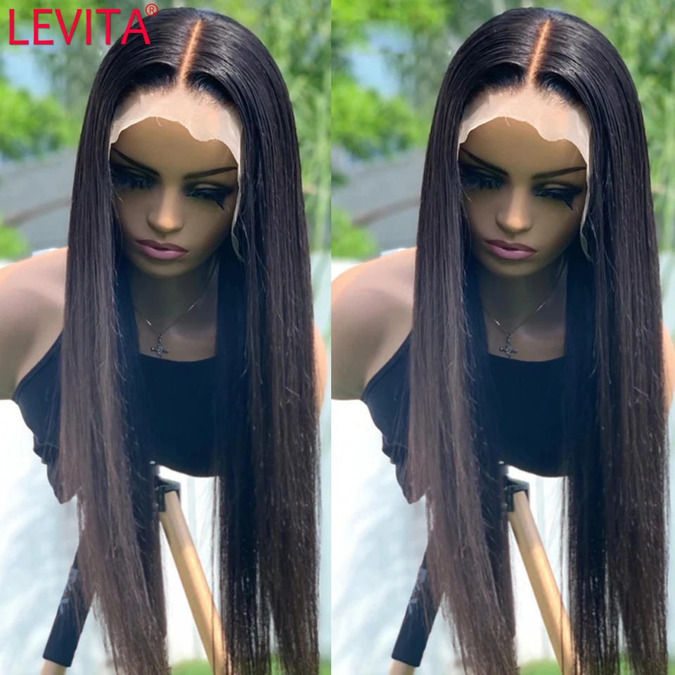LEVITA  Straight Lace Front Wig Brazilian Bone Straight Human Hair 13x4 Lace Frontal Wigs For Women Pre Plucked 4x4 Closure Wig