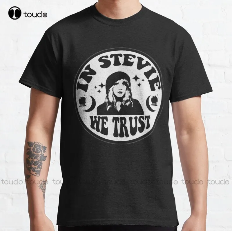 

New Stevie Nicks Stevie Nicks Music We Trust Classic T-Shirt White Shirts For Men Cotton Tee Shirt S-3Xl