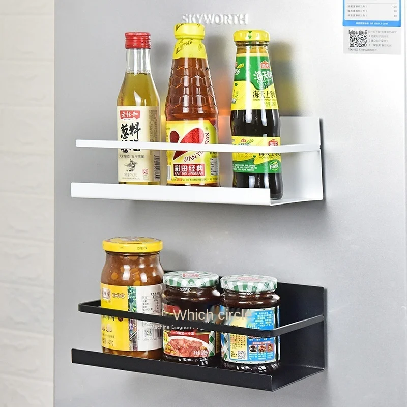 

Wrought iron refrigerator shelf side rack, magnetic kitchen storage shelf, punch-free multifunctional storage rack wholesale