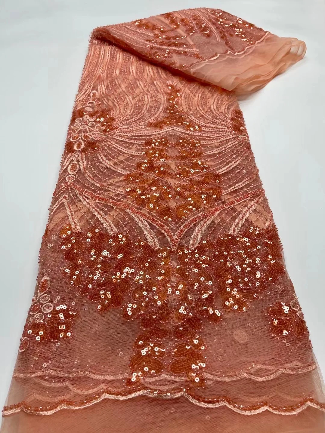 

Purple Nigerian Handmade Beaded Lace Fabrics 2021 High Quality African Lace Fabric Wedding French Tulle Lace Material For Dress