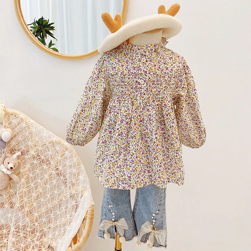 

Soft Breathable Girls Floral Shirt Spring Fall Long Sleeve Kids Shirt for Girls Clothes Toddler Blouse Casual Children Shirt