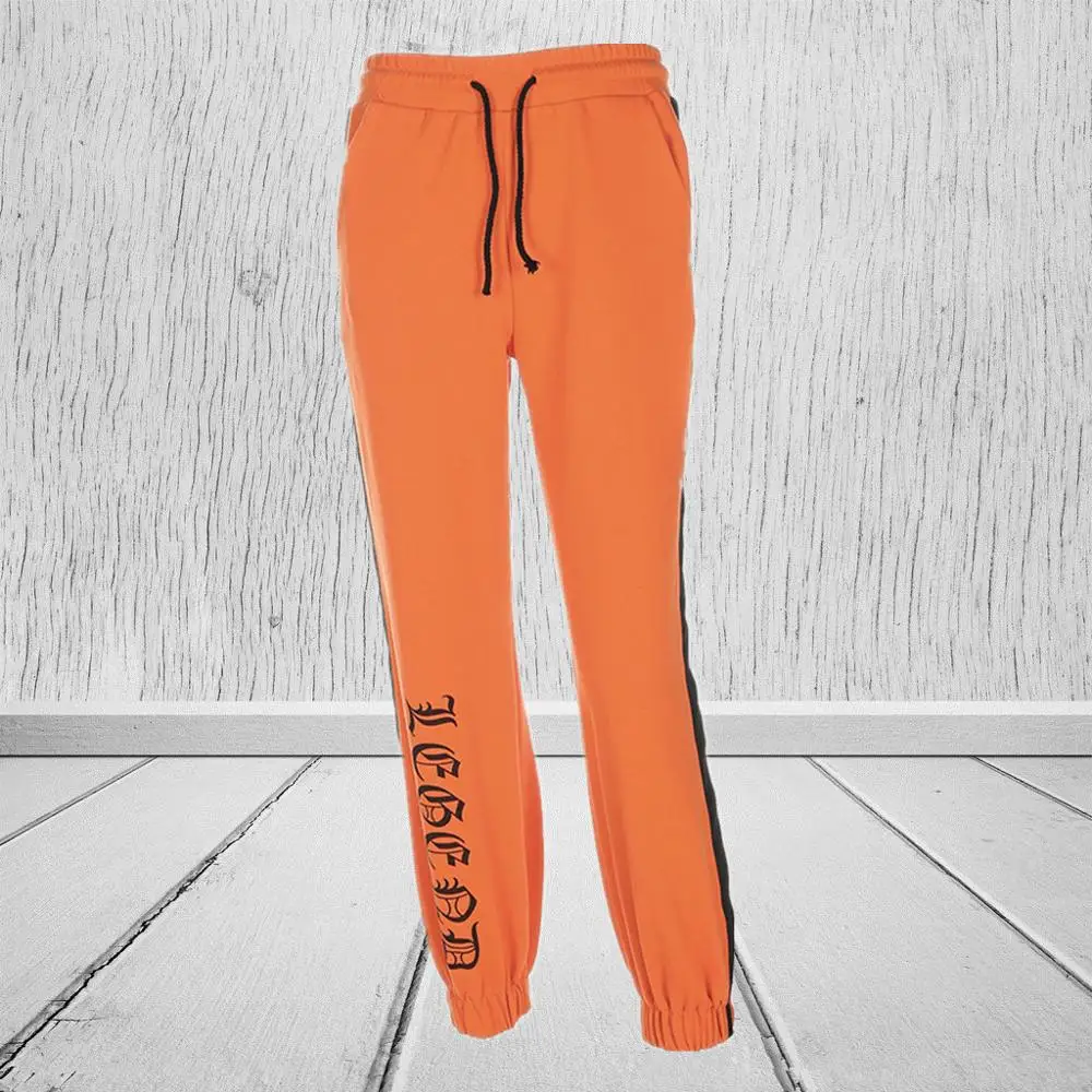 Осенние Женские Оранжевые джоггеры с надписью брюки для танцев в стиле хип-хоп