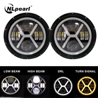 nlpearl 7inch headlight for lada niva h4 halo ring amber angel eyes headlamp for jeep touring 4x4 moto beetle classic
