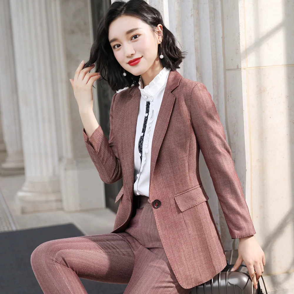 Женский костюм высокое качество офисные брюки Блейзер элегантная официальная