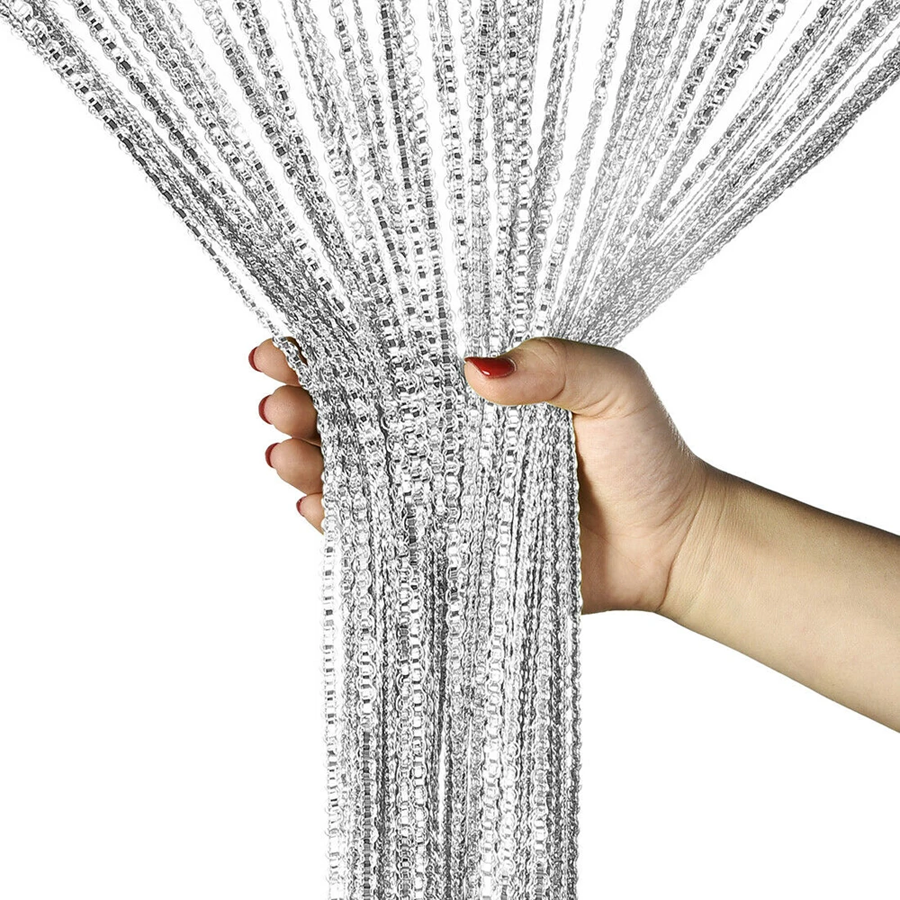 Silver Блестящая кисточка 100x200 см, занавески для гостиной, занавески, занавески для двери, драпировка, декор для гостиной, балдахин, украшение для дома - Цвет: Silver