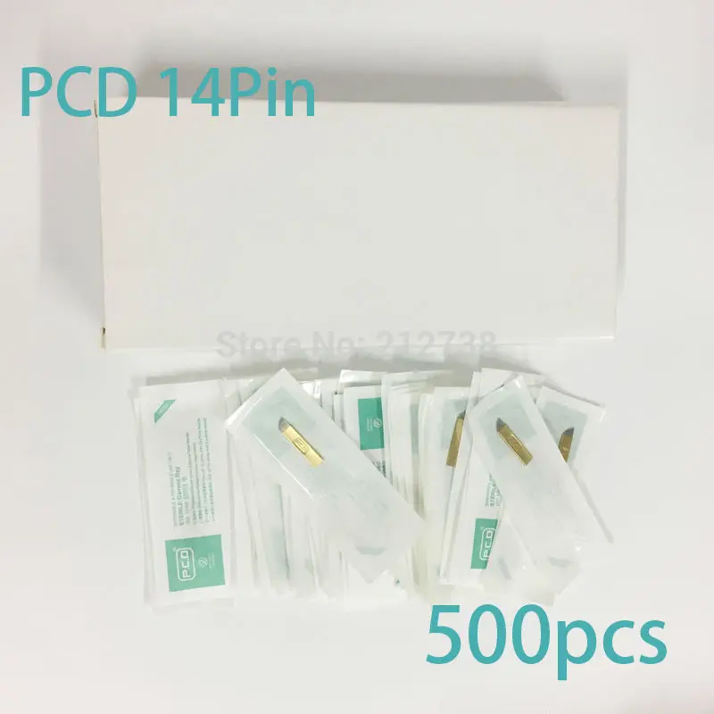 500 шт. резец сверхтвердый PCD Копер 14 контактный ИГЛЫ Перманентный макияж