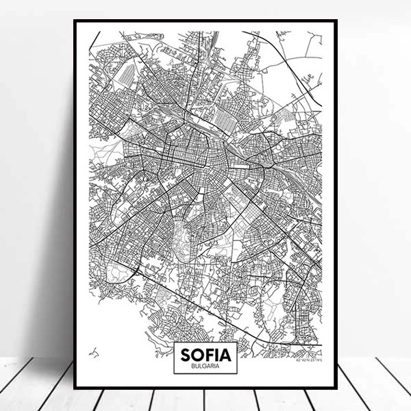 

Sofia Bulgaria City Map Poster Abstract Line Art Canvas Painting Room Decoration Picture Modern Home Illustration Decoration
