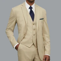 champagne men wedding suits groom tuxedos formal business prom wear 3 pieces jacketpantsvest slim fit best man blazer
