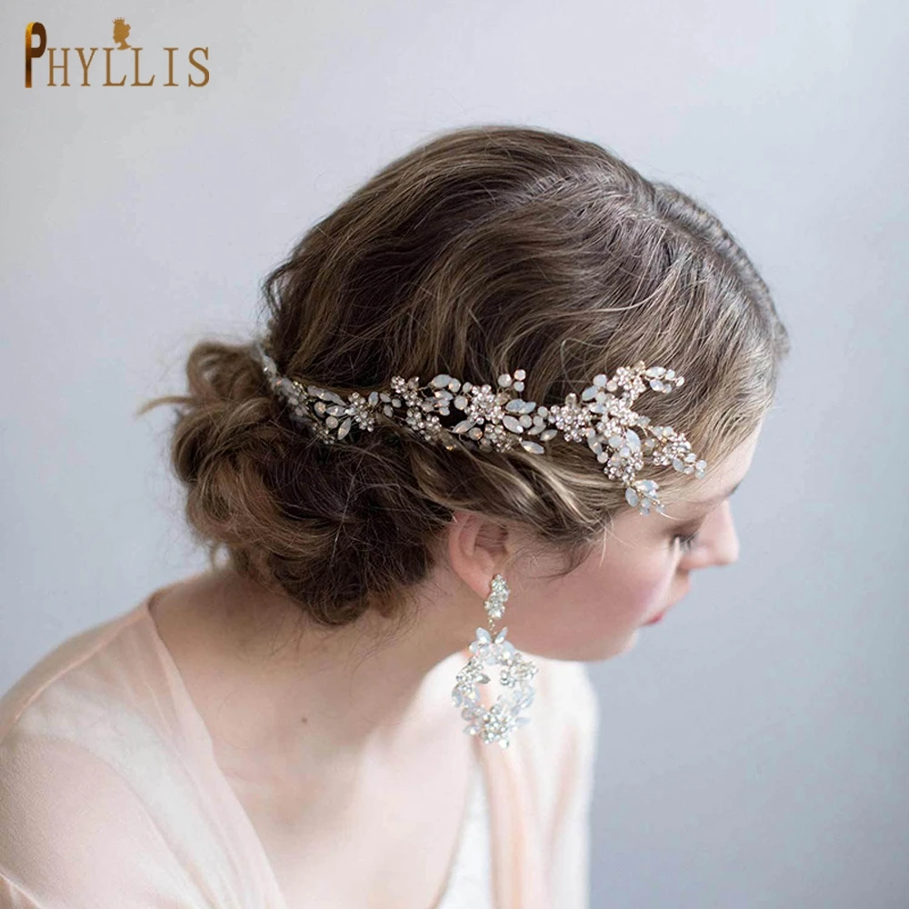

PHYLLIS A86 Opal Rhinestone Hair Comb Head Accessories Wedding Fashion Jewelry Princess Rhinestone Crown Wedding Bride Headdress