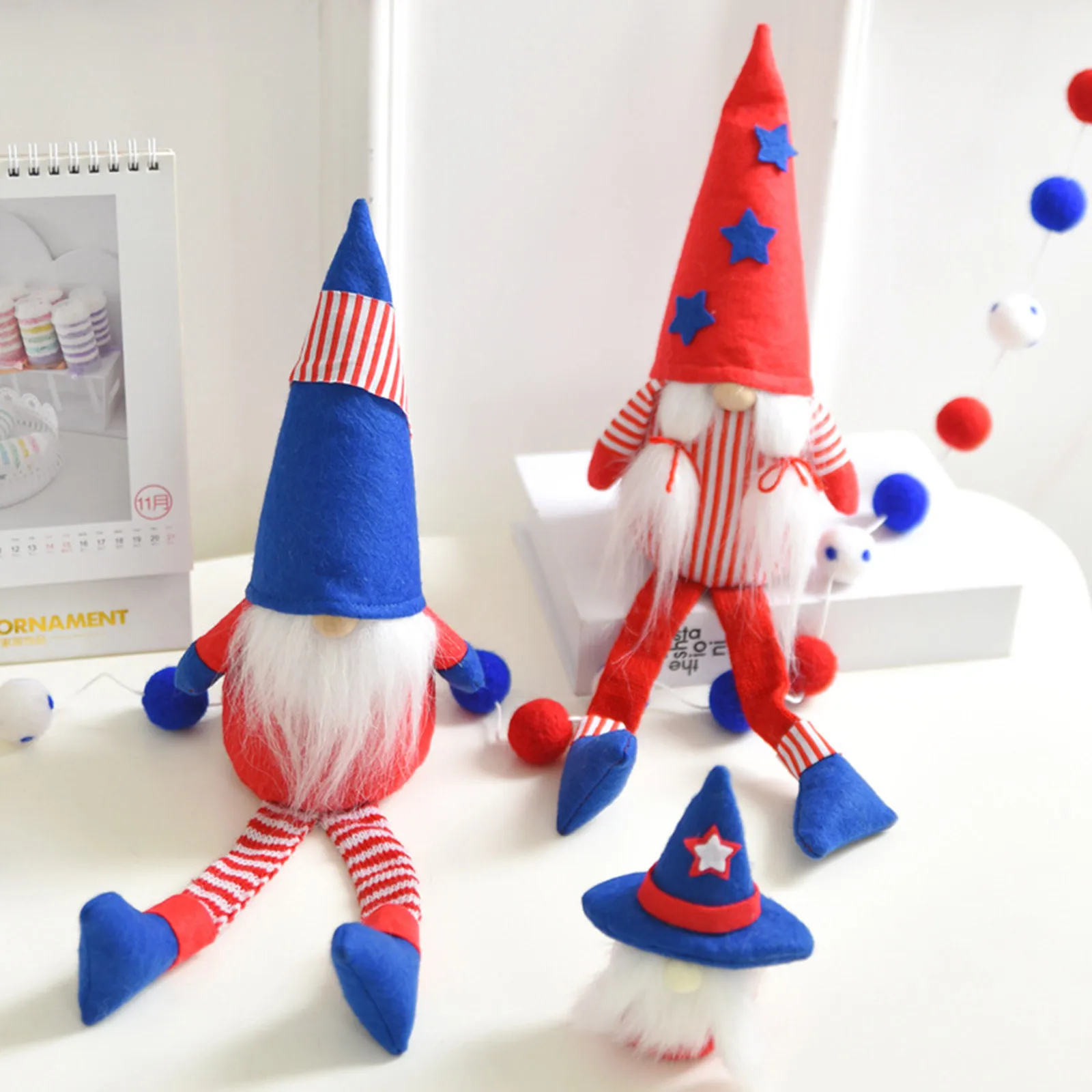 

Independence Day Gnome Doll Handmade Gnomes Plush Faceless Doll Decorations Irish Festival Lucky Clover Plush Dwarf Doll