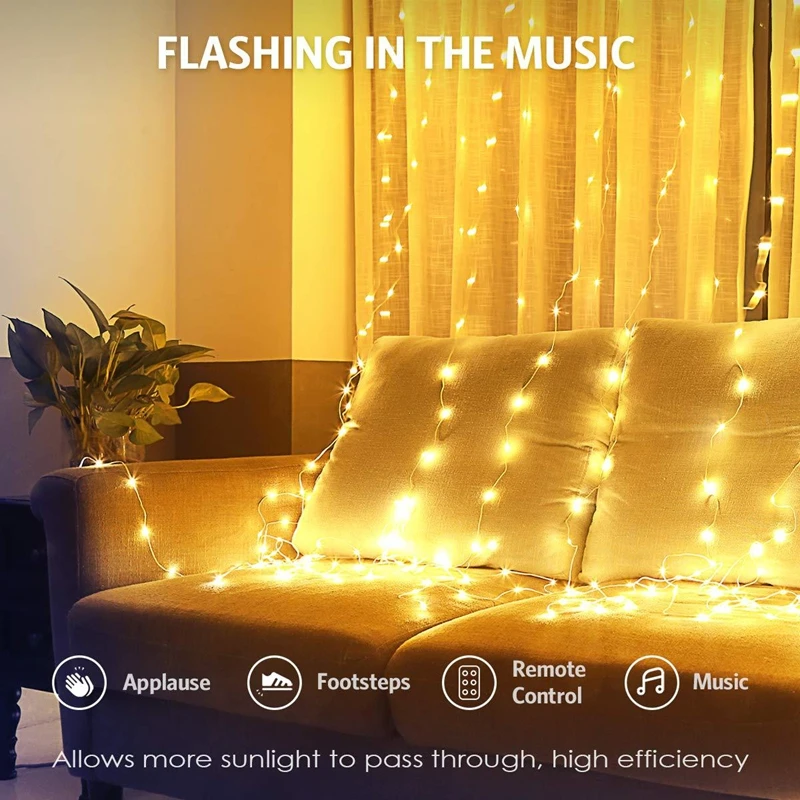 

LED Curtain Garland on the Window USB String Lights Fairy Festoon With Remote Christmas Wedding Ramadan Decoration for Home