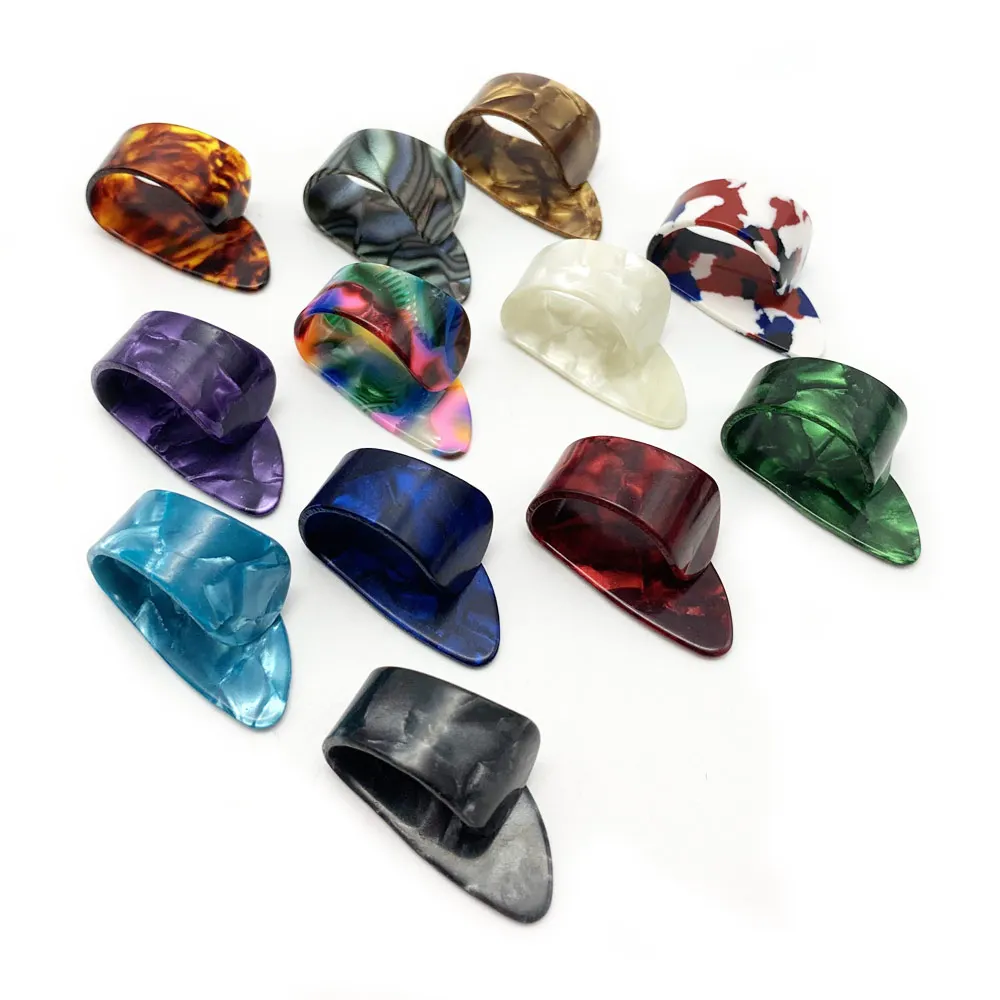 5 stücke daumen finger picks für akustische elektrische gitarre mit kunststoff lagerung box celluloid vermittler fingerpicks free global shi