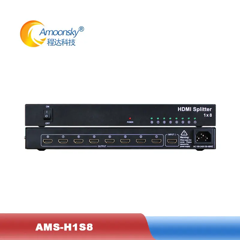 HDMI сплиттер AMS H1S8 1 в 8 с блоком питания для наружного светодиодного