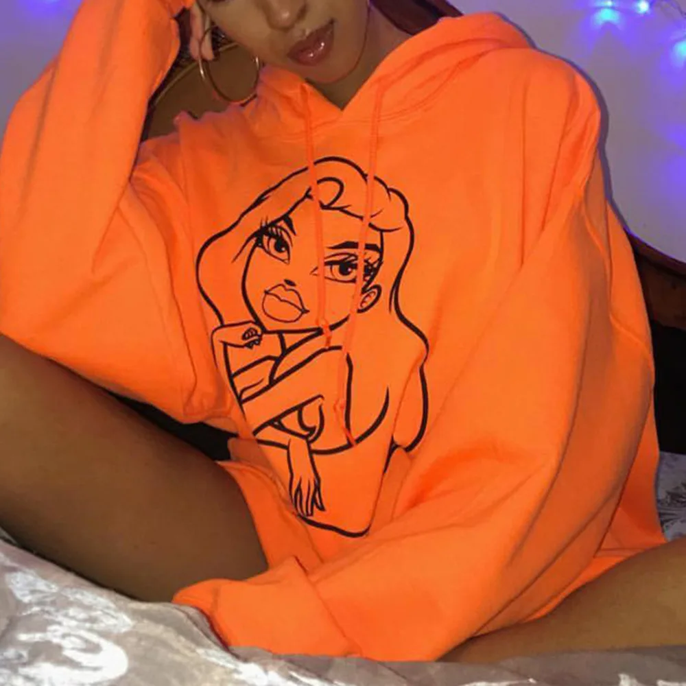 Неоновые розовые толстовки больших размеров d платье для женщин с милым принтом