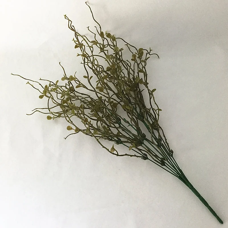 Искусственная зелень пластик 7 вилка листья розы листва ветви домашний стол