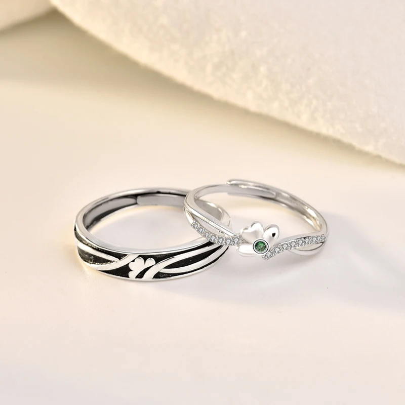 Пара колец из серебра 925 пробы для подруги на указательный палец свадебные