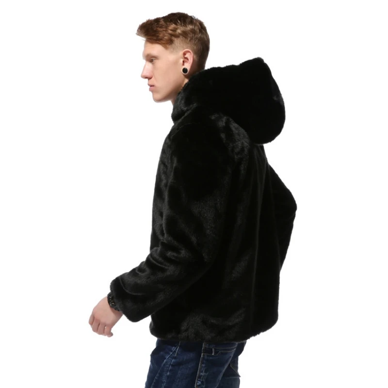 

Men's fur coat autumn and winter fur coat imitation rabbit fur thickened warmth European and American imitation fur