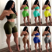 workout active wear two piece set women bodycon matching sets crop tops biker shorts female joggers sportwear fitness outfits