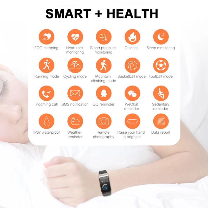 

Q1S ECG +PPG Health Monitoring Smart Watch Heart Rate Blood Pressure Monitor Fitness Tracker Smartwatch for iOS Android