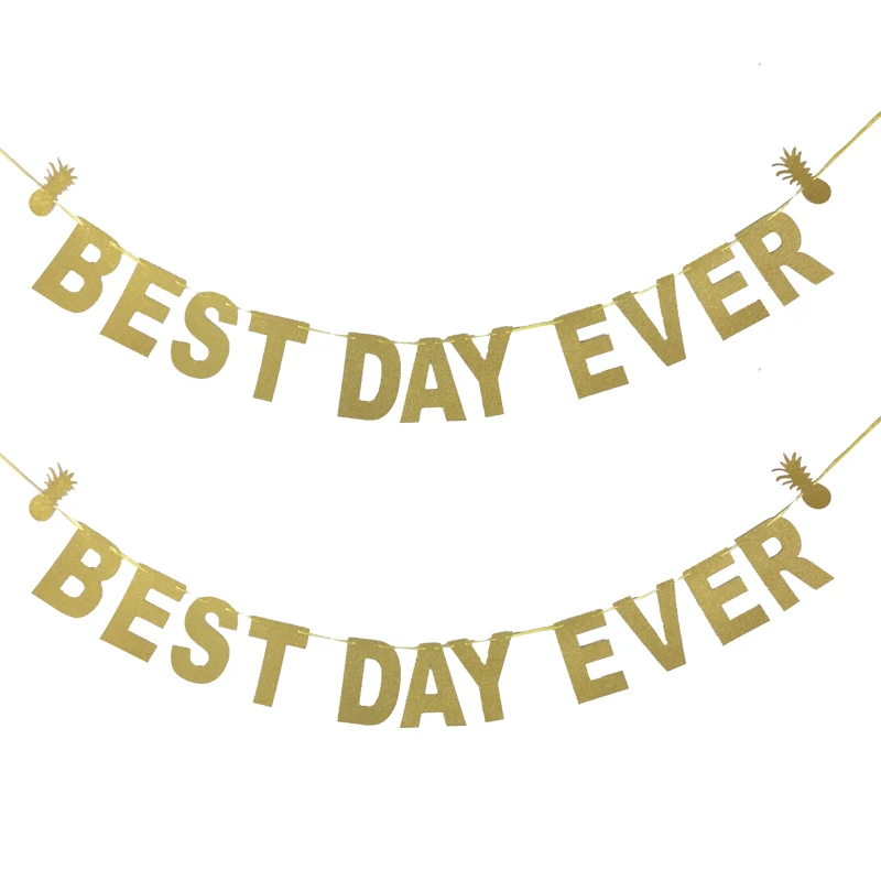

BEST DAY EVER Letter Banners Glitter Paper Festive & Party Banner Supplies Bunting Birthday Wedding Anniversary decor