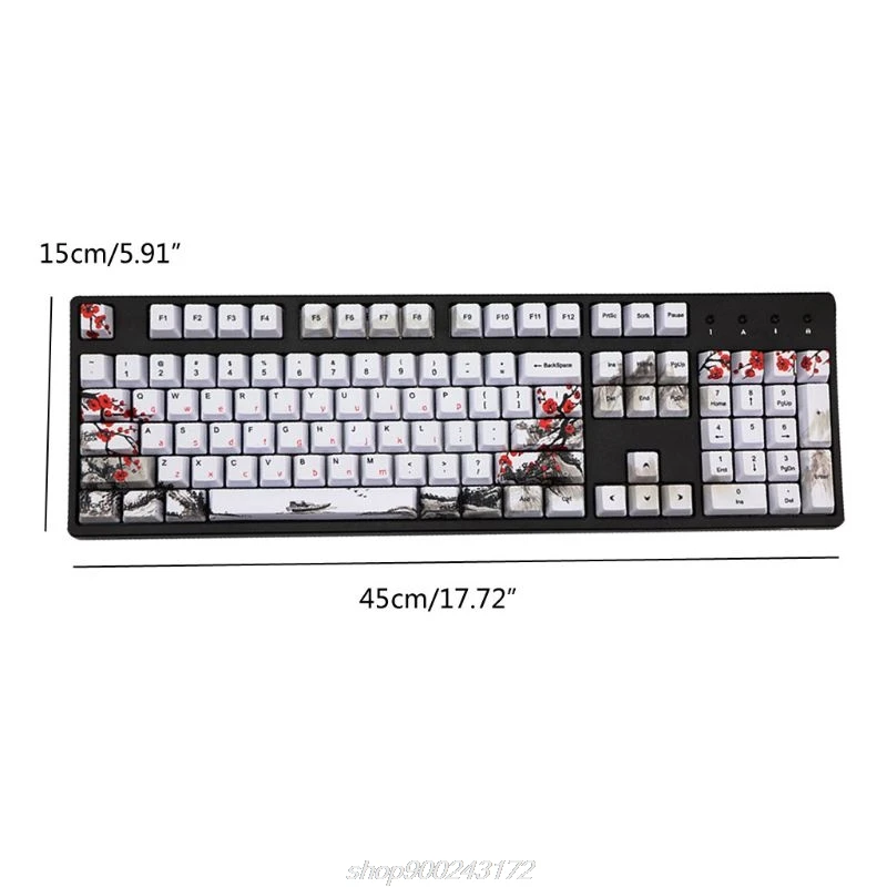 

Wangjiang Plum Blossom PBT Five sides Dye-subbed 108 Keys OEM Profile Keycap for Diy Mechanical Keyboard Keycaps M15 21 Dropship