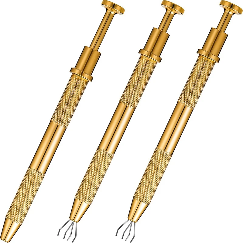 

Promotion! 3 Pcs 4-Claw Pick Up Tool Prong Holder Diamond Pick-Up Tool Gem Catcher 4 Prongs Tweezers Grabber