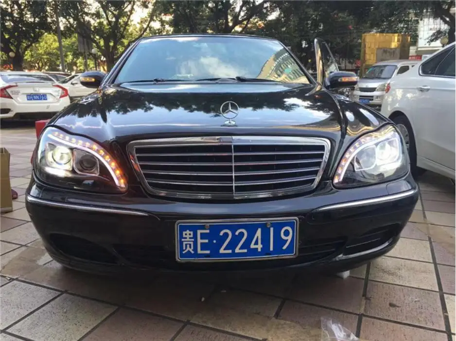2 шт. 1998~ 2005y бампер автомобиля головной светильник для Mercedes Benz W220 туман S280 S320 S350 S500 S600 головной светильник W220 линзы прожекторного типа светильник