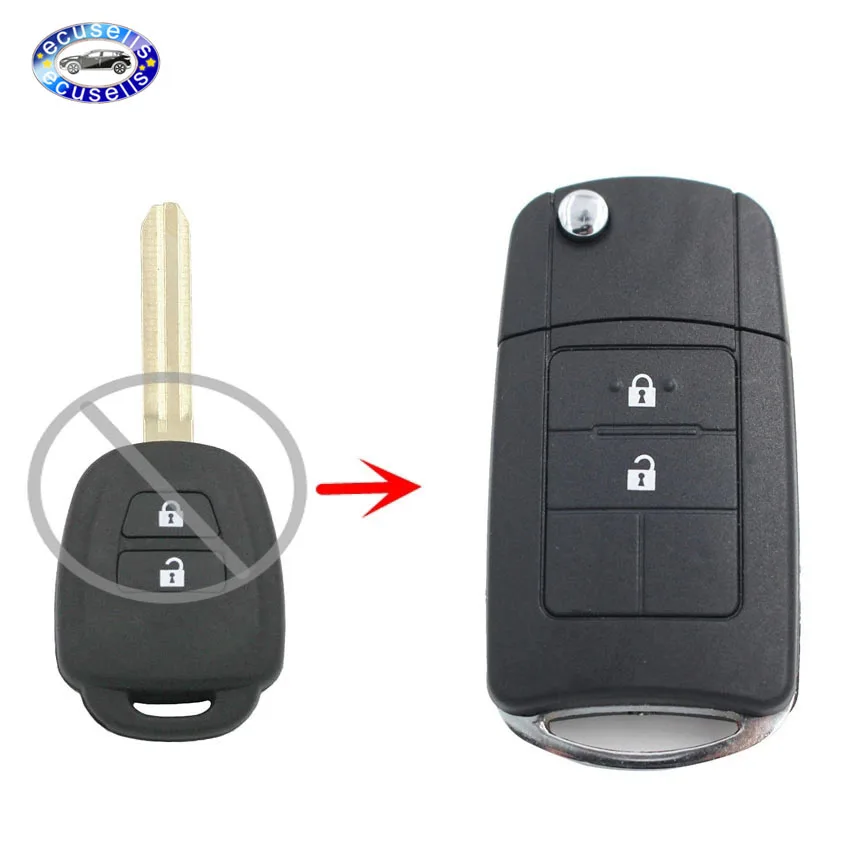 Изменить дистанционный брелок 2 кнопки Складной флип чехол для ключей Toyota CAMRY