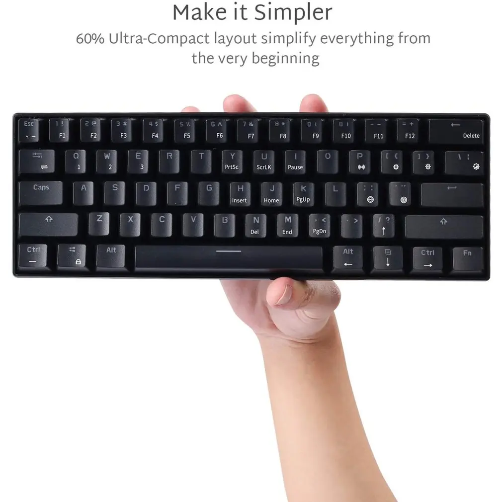 

RK61 Wireless Bluetooth-compatible Mechanical Gaming Keyboards Slim 61 Keys RGB Single LED Backlit Multi-Device Green Switch