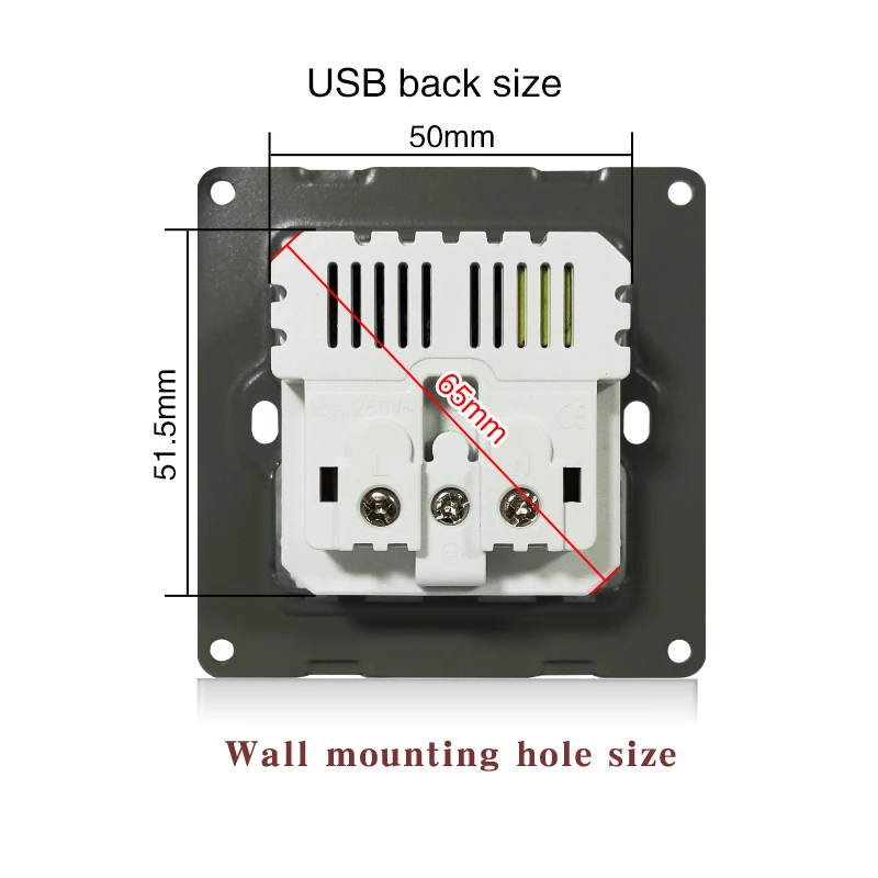 Немецкая стандартная 16А серая настенная розетка UBARO из закаленного стекла с Usb 5 в