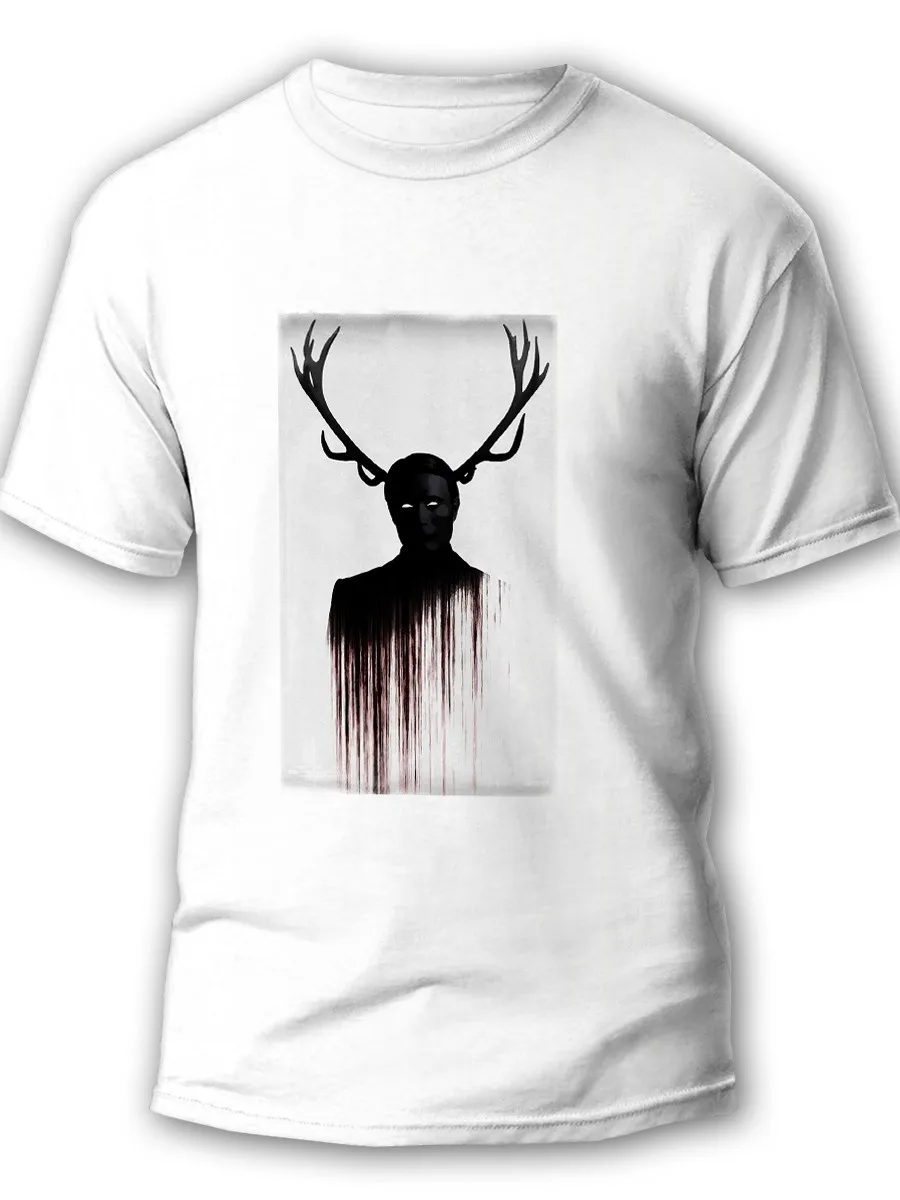 Футболка мужская белая Ганнибал (Hannibal сериал хоррор триллер Лектер Уилл Грэм) 7646