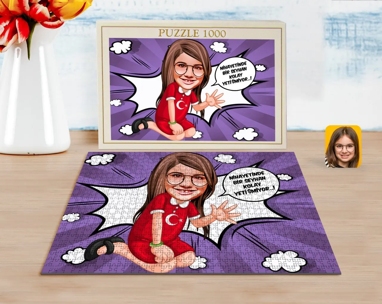 

Personalized Female Child Easy Grow Caricature of 1000 Piece Professional Puzzle-3