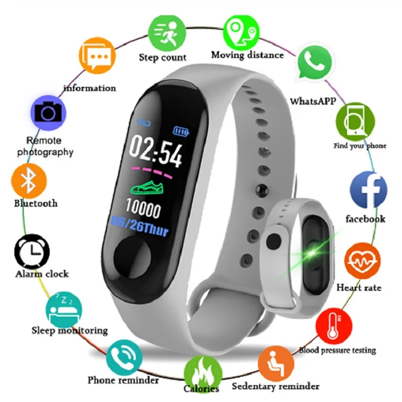 M3 Смарт-часы для мужчин и женщин монитор сердечного ритма кровяное давление